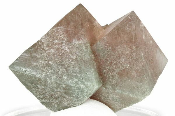 Pink octahedral fluorite with byssolite inclusions from Inner Mongolia